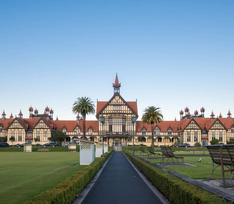 Rotorua Town Hall at sunrise