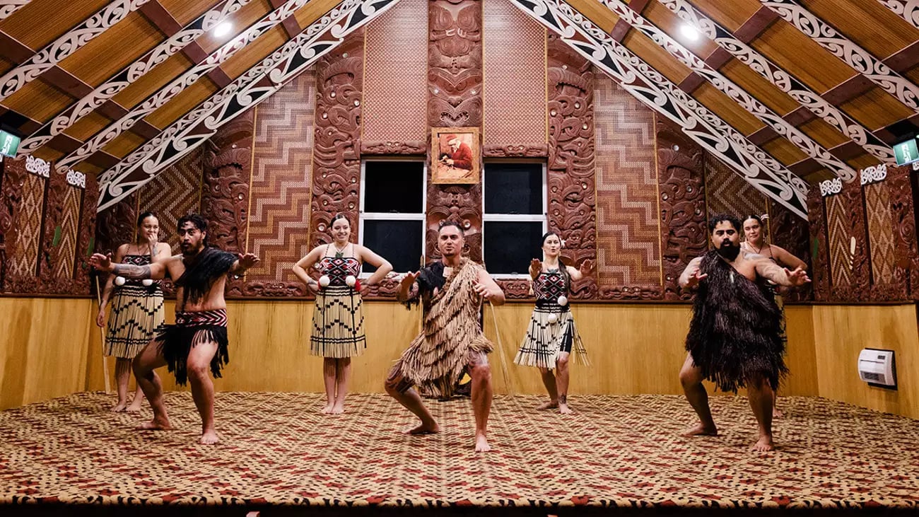 Maori cultural performance at Te Puia, New Zealand.