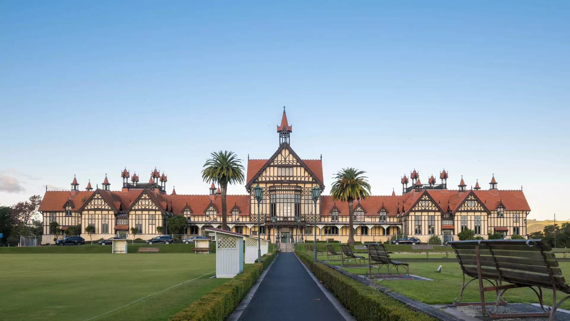 Rotorua Town Hall at sunrise