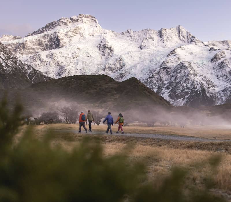 hiking in mount cook national park new zealand