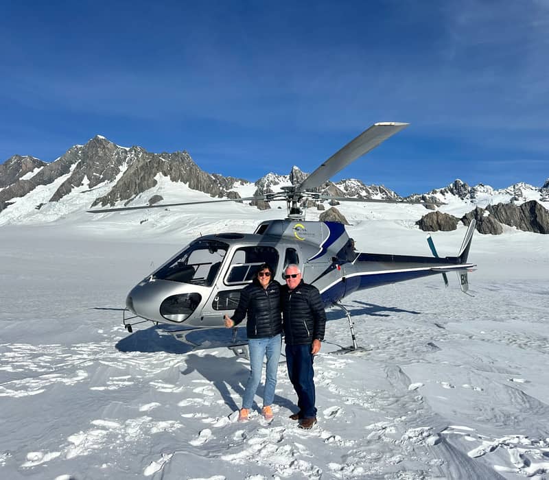 Heli landing on snow
