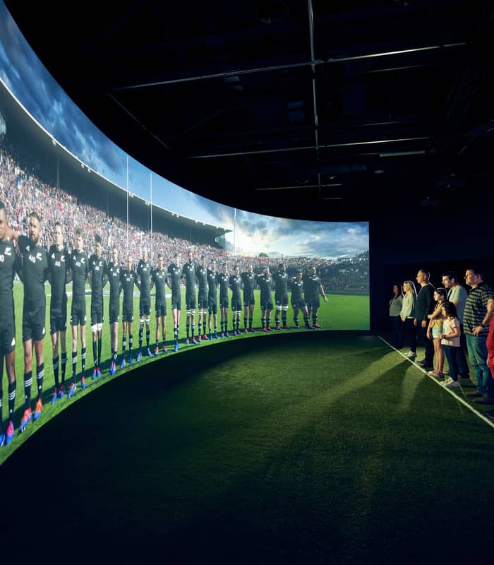 Visitors watching a haka performance at the All Blacks Experience.