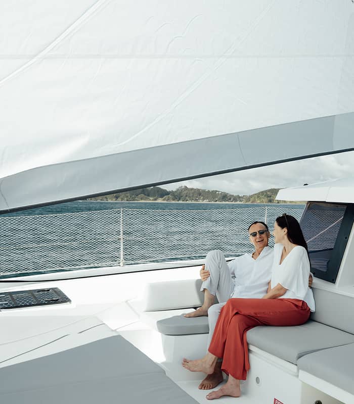 Couple on yacht deck
