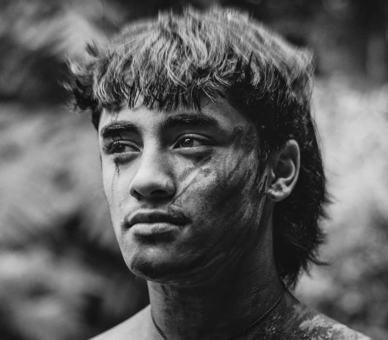 Portrait of boy doing Kapa Haka