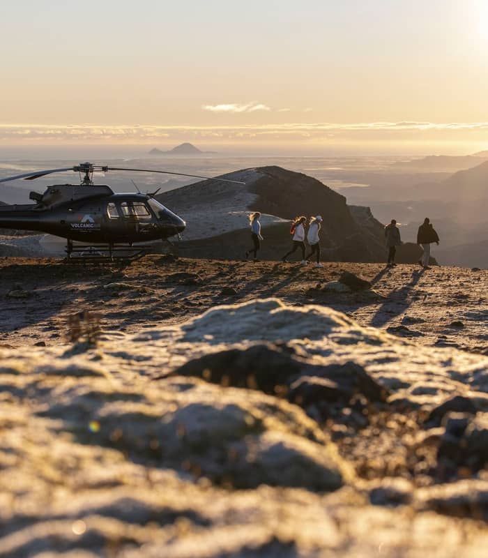 View from top of mountain at sunrise with Volcanic Air.