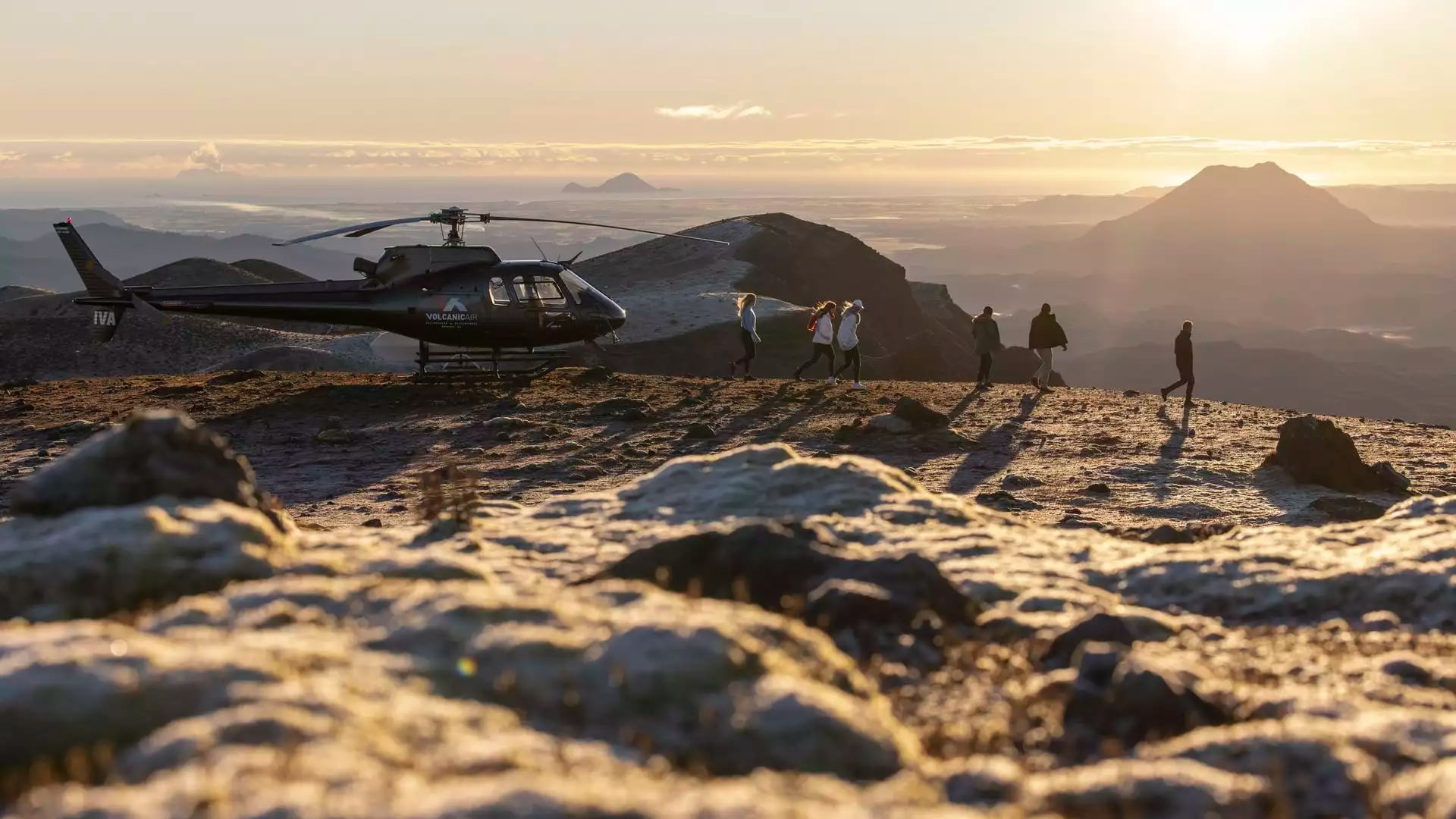 View from top of mountain at sunrise with Volcanic Air.